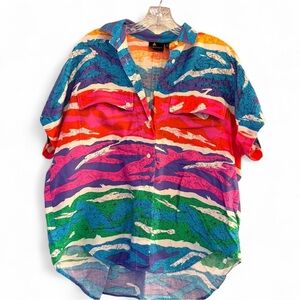 Vintage Liz Sport 80s 90s Button-Up Shirt with Shoulder Pads Medium